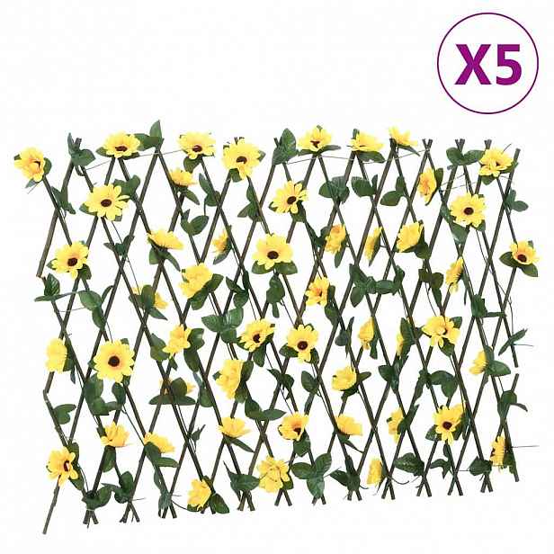 vidaXL Treláže s umělým břečťanem roztahovací 5 ks žluté 180 x 60 cm