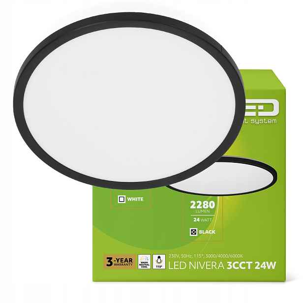 stropní svítidlo Led stropní svítidlo 24W 3CCT IP54 černá