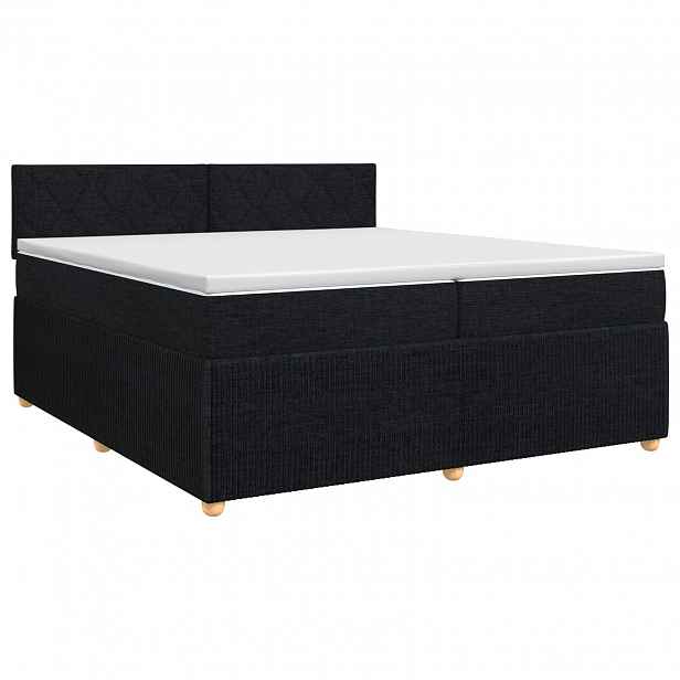 vidaXL Postel boxspring s matrací s čelo Černá 200 x 200 cm Textil