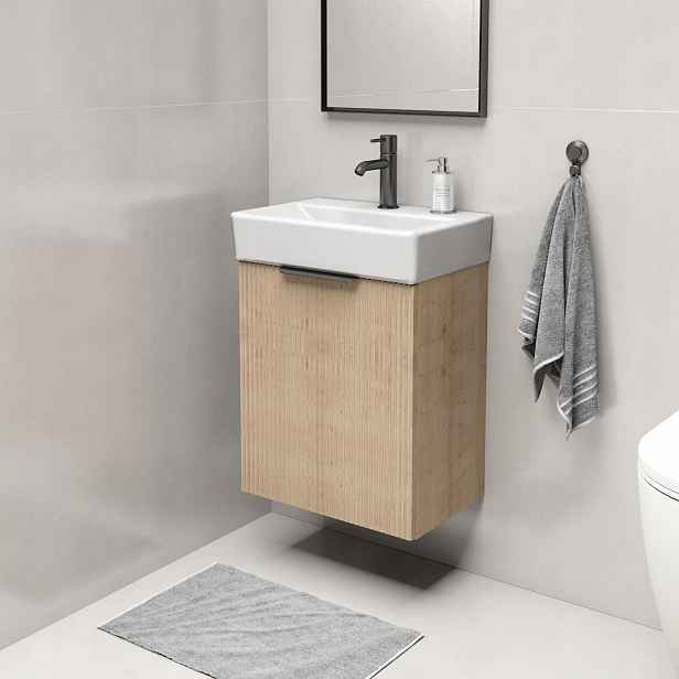 Koupelnová skříňka ORiSTO s umyvadlem 45 cm, dub rýhovaný
