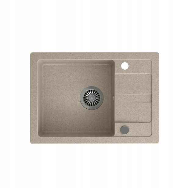 Quadron Tom 116 Granitový dřez 1-komorový 62x44 cm Sifon Záslepka Béžová