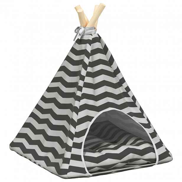 vidaXL Pet teepee s polštářem Bílá a šedá 40 x 40 x 50 cm Polyester