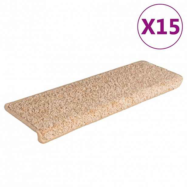 vidaXL Schodové rohože 15 ks 65 x 21 x 4 cm zlaté obdélníkové okraje