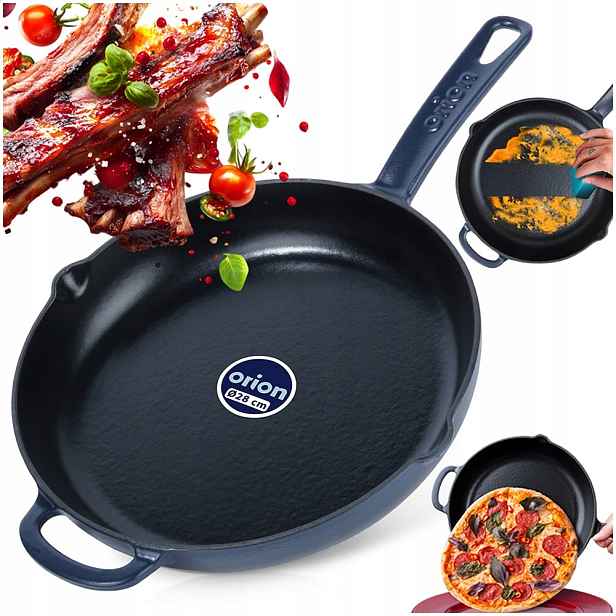 Smaltovaná Litinová pánev na plyn a indukci gril ohnisko trouby 28 cm