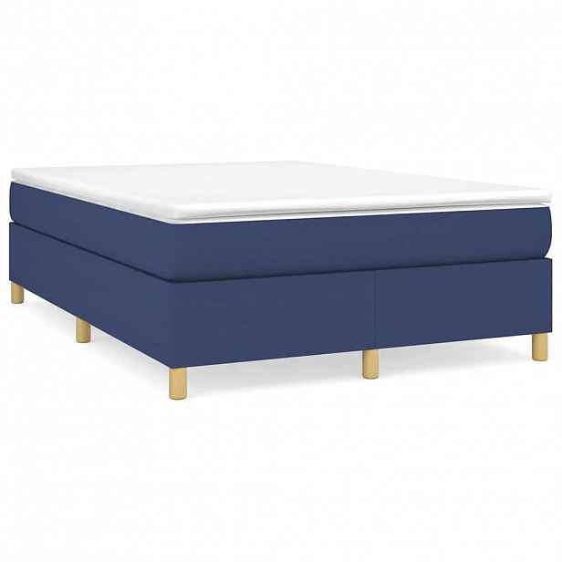 vidaXL Rám postele s boxspringem modrý 140 x 190 cm textil