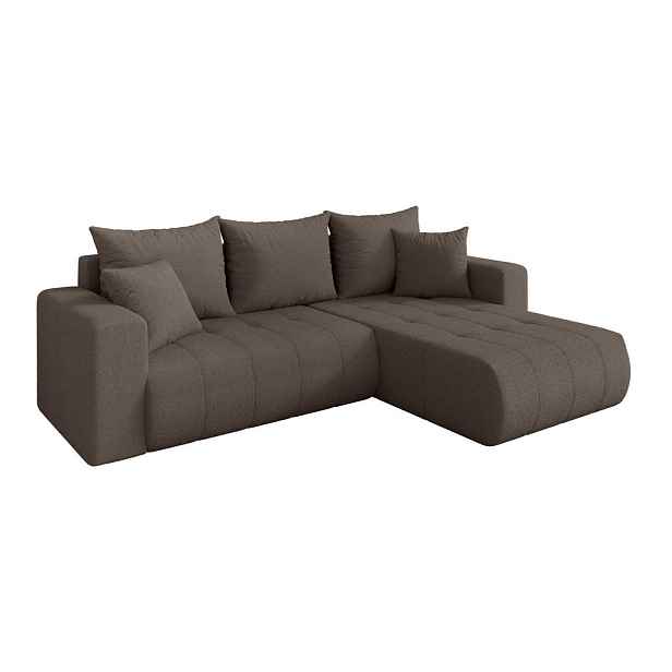 ALTDECOR ROHOVÁ SEDAČKA s funkcí spaní, otoman vpravo MILA-L 277x194x86 hnědá bouclé