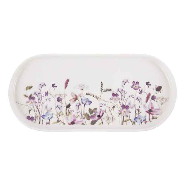 Bílý/fialový servírovací porcelánový talíř Louka – Orion