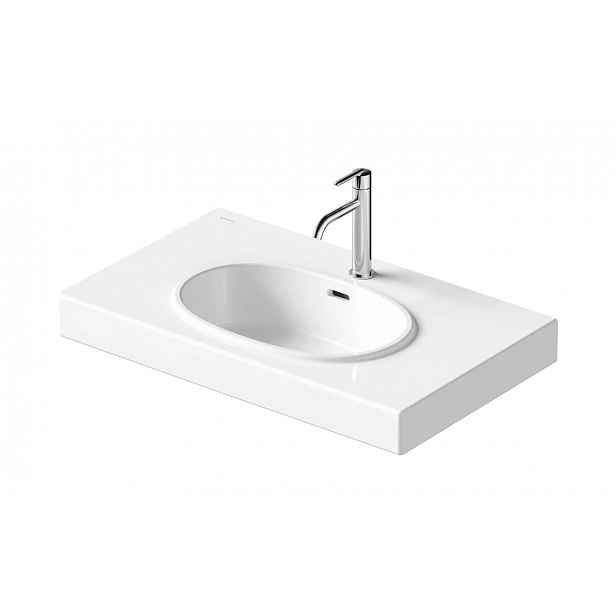 Duravit Balcoon - Umyvadlo 80x48 cm, s přepadem, otvor pro baterii, s výpustí, DuraShield, matná bílá 241280AC00