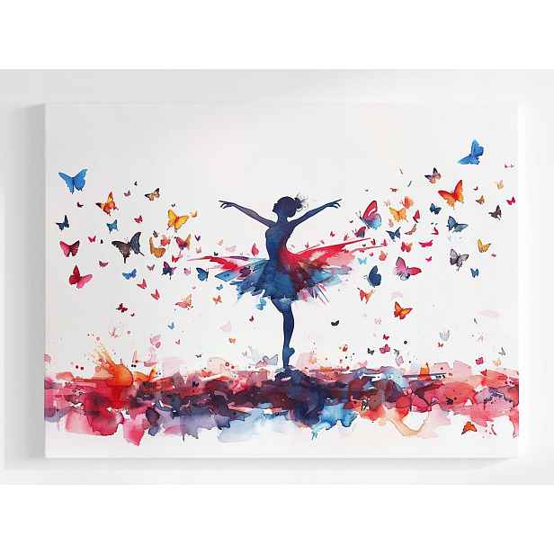 Obraz Na Plátně Canvas Baletka Motýli Akvarel Tanec Abstrakce 80x60