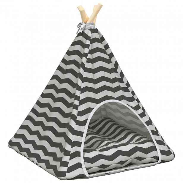 vidaXL Pet teepee s polštářem Bílá a šedá 50 x 50 x 60 cm Polyester