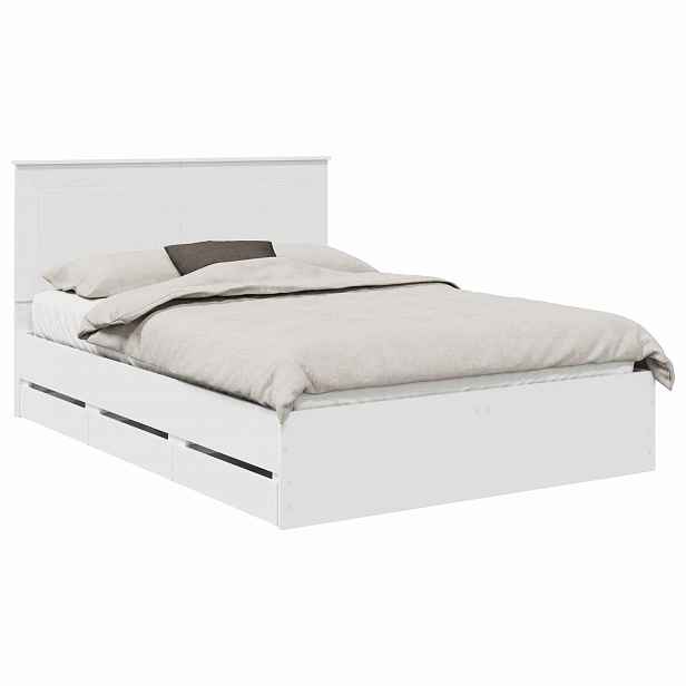 vidaXL Rám postele se zásuvkou Bílá 150 x 200 cm Inženýrské dřevo