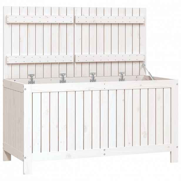 vidaXL Zahradní úložný box bílý 121 x 55 x 64 cm masivní borové dřevo