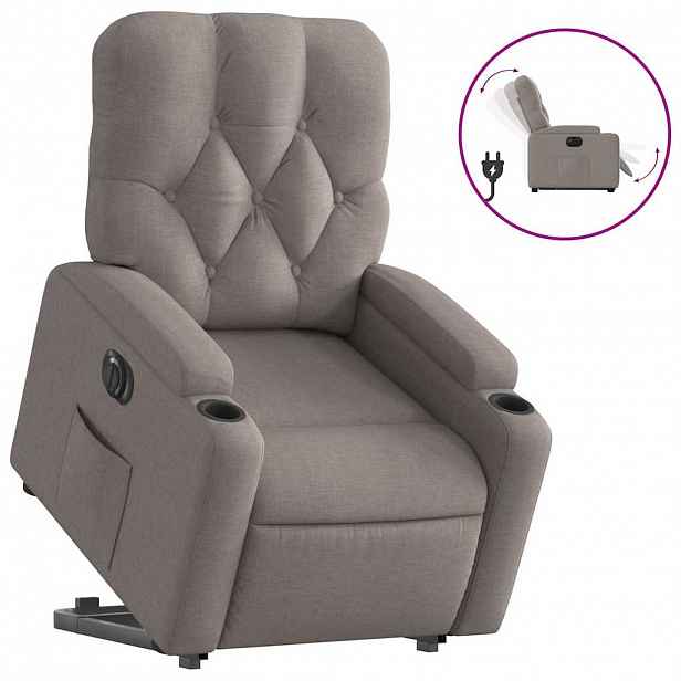 vidaXL Elektrické zvedací polohovací křeslo taupe textil