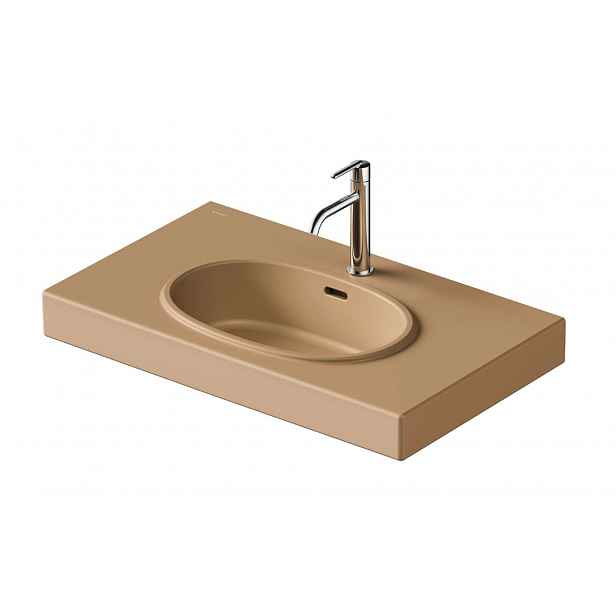 Duravit Balcoon - Umyvadlo 80x48 cm, s přepadem, otvor pro baterii, s výpustí, DuraShield, terra 241280AM00