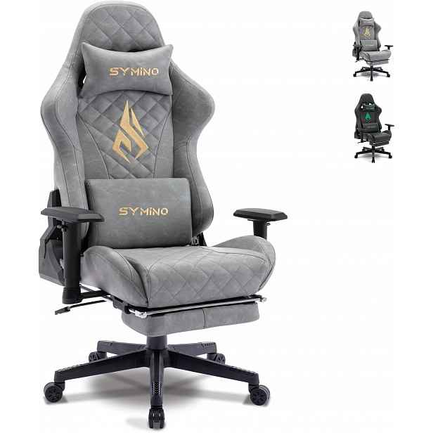 Ergonomické Herní Křeslo S 3D Podnožkou Šedá Pu Simino