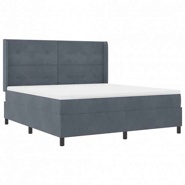 vidaXL Postel s boxspringem s LED pásky Tmavě šedá 180 x 200 cm samet