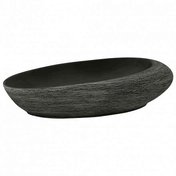 vidaXL Umyvadlo na desku šedé a černé oválné 59 x 40 x 14 cm keramika