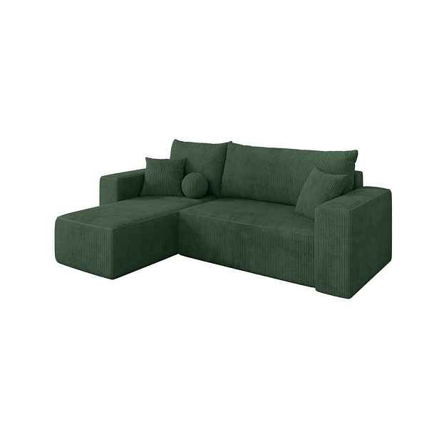 ALTDECOR ROHOVÁ SEDAČKA s funkcí spaní, otoman vlevo SENO-L 249x139x85 zelená manšestr