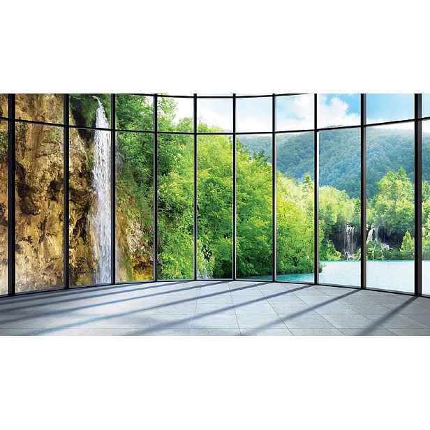 Fototapeta 3D Pohled Z Okna Na Vodopád 416x254