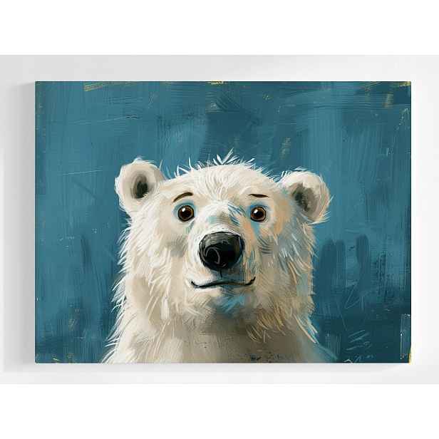 Plakát Bílý Polární Medvídek Grafika Portrét Medvídek 100x75