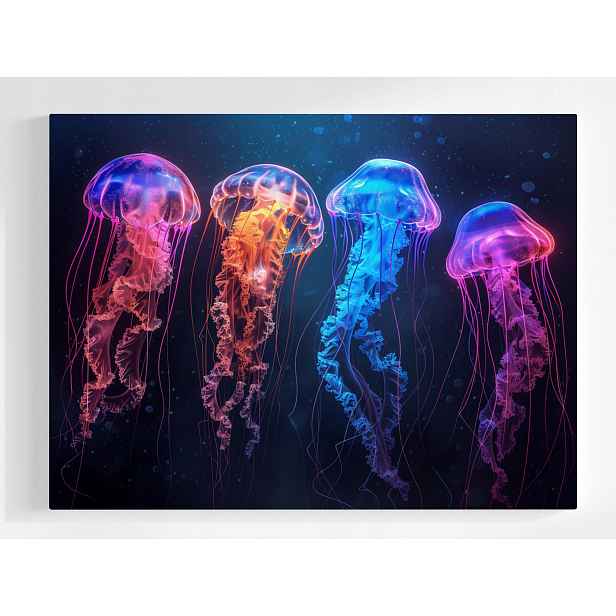 Plakát Podvodní Fauna Příroda Barevné Medúzy Neon 100x75