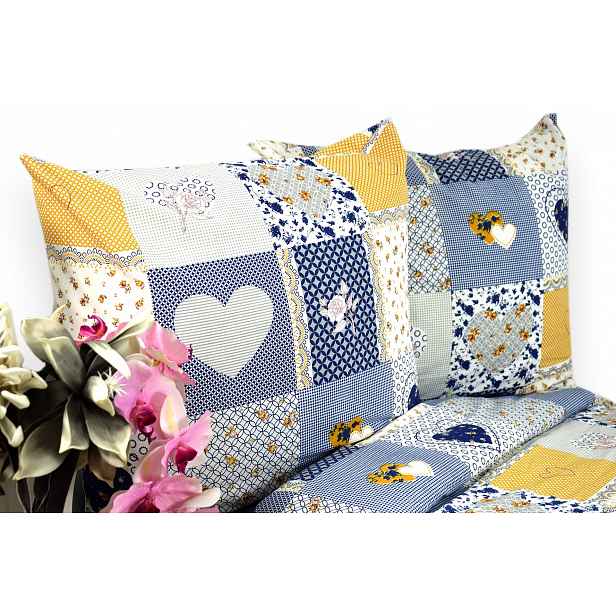 Povlečení bavlna 100% velikost 140x200 Modro-žlutá mozaika 3561w