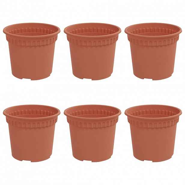 vidaXL Kulatý květináč 6 ks Cihlově červená Ø 12,5 x 10 cm Plast