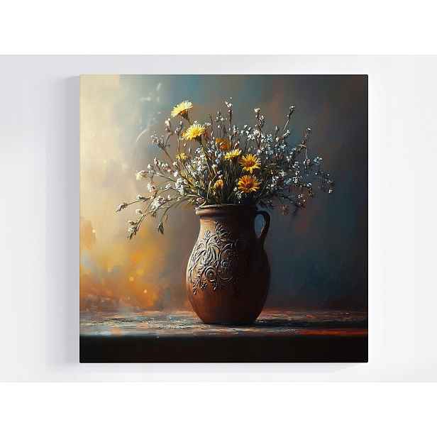 Obraz Na Plátně Canvas Kytice Polní Květiny Váza Džbán Vintage 50x50