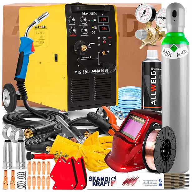 Svařovací Stroj Magnum Mig 330W 400V 330A Mig Mag Mma Lutosvařování Flux 4-VÁLCOVÝ