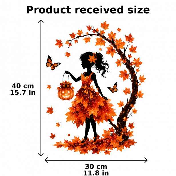 TEMU 2D Plochá, 1ks Podzimní List Elf Dýně Jack-o'-Lantern Větev 2D Plochá Tištěná Odstranitelná Bez Lepidla Ze Všech Stran Viditelná PET Statická