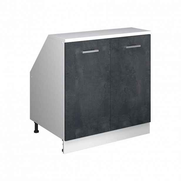 Vicco KUCHYŇSKÁ SKŘÍŇKA POD ŠIKMOU STŘECHU R-Line Černý beton 80 cm se 2 dveřmi, korpus skříně hloubka 60 cm