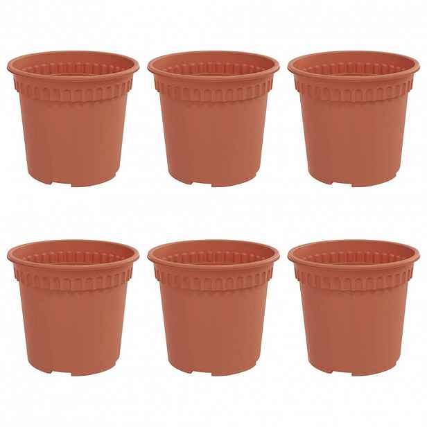 vidaXL Kulatý květináč 6 ks Cihlově červená Ø 15 x 12 cm Plast