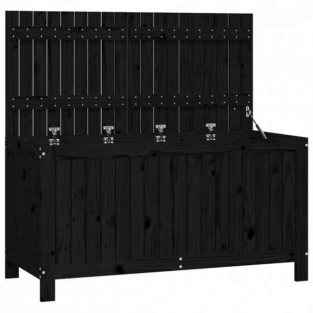 vidaXL Zahradní úložný box černý 121 x 55 x 64 cm masivní borové dřevo