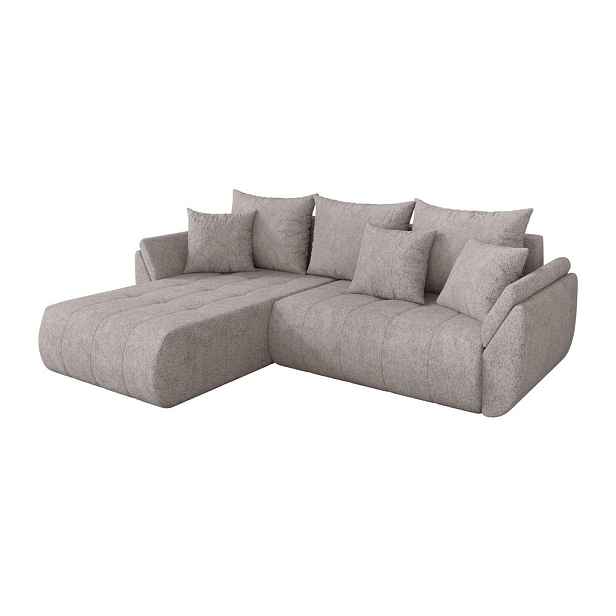 ALTDECOR ROHOVÁ SEDAČKA s funkcí spaní, otoman vlevo TOKO-L 277x194x86 světle šedá velur