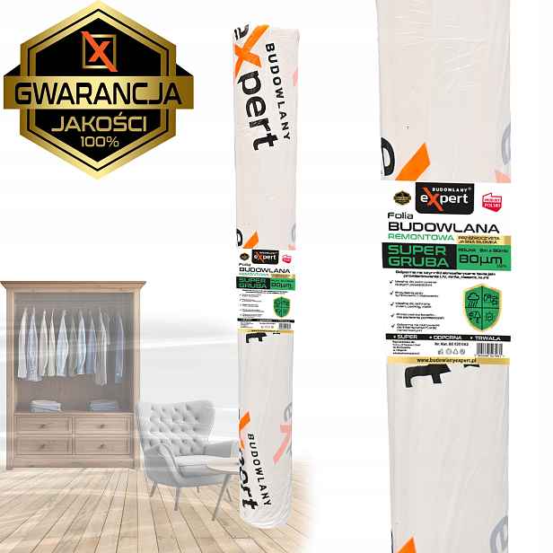 Fólie pro omítání staveb 2x50 m gr80 Průhledná silná 100 m2