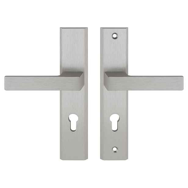 Klika Total dlouhý štítek 90mm na vložku Pz, Inox plus univerzální strana