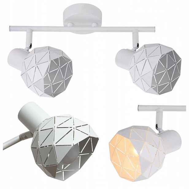 Obdélníková Bílá Dvojitá Spotová Lampa E14, Stylová Light Prestige