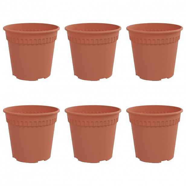 vidaXL Kulatý květináč 6 ks Cihlově červená Ø 19 x 16,5 cm Plast