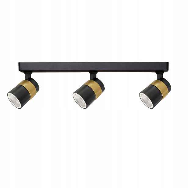 Stropní svítidlo na stěnu s 3 nastavitelnými reflektory, černá, zlatá Light Prestige