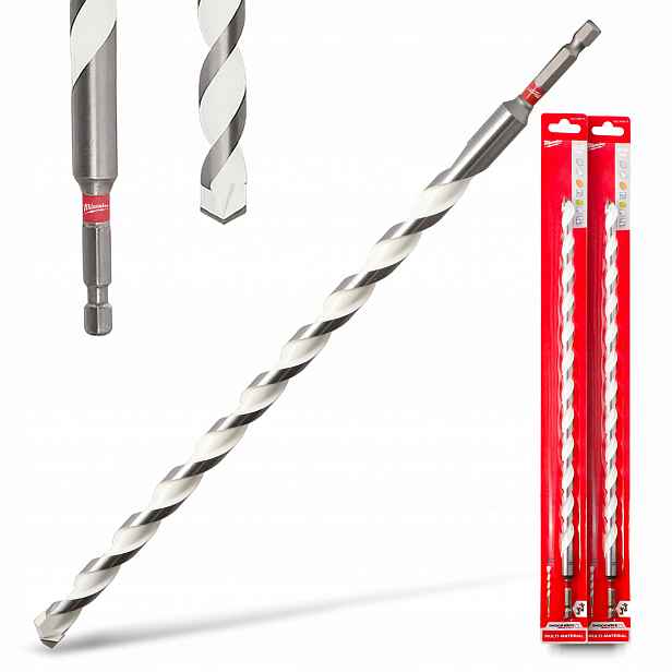 2x Univerzální Vrták Kladivo 12 mm 400x340 Betonu Kov Dřevo Gres H1-P