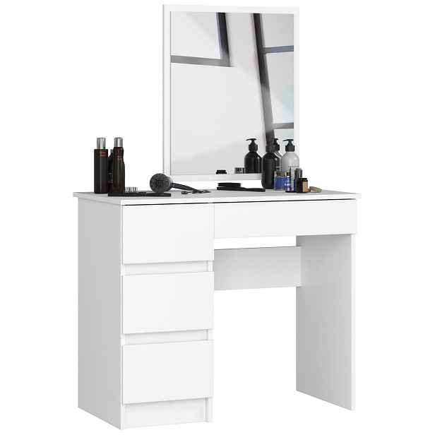 Ak furniture Kosmetický stolek se zrcadlem T-6 90x50 cm bílý levý