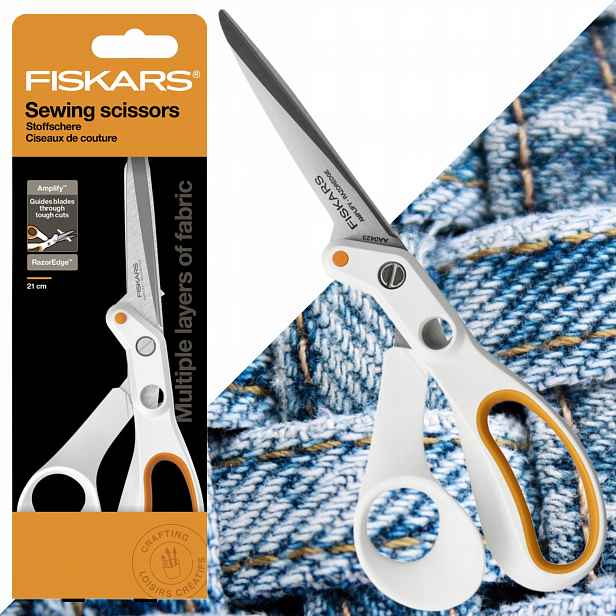 Fiskars Amplify Krejčovské Nůžky Na Těžké Tkaniny Ocelové 21 CM Ostré