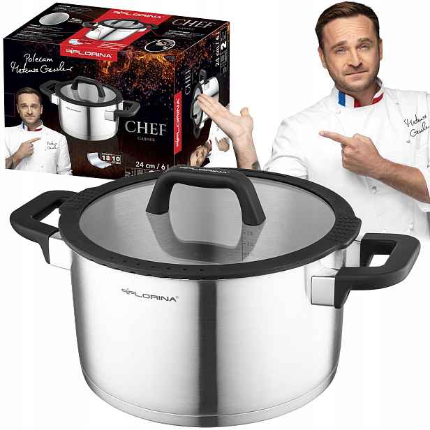 Hrnec s víkem na indukci Nerezová Ocel Inox 24 cm 6 l