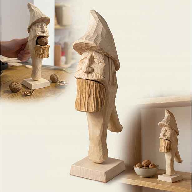 Louskáček Na Ořechy dřevěný, Ručně Vyřezávaný, 33 cm, lidová figurka
