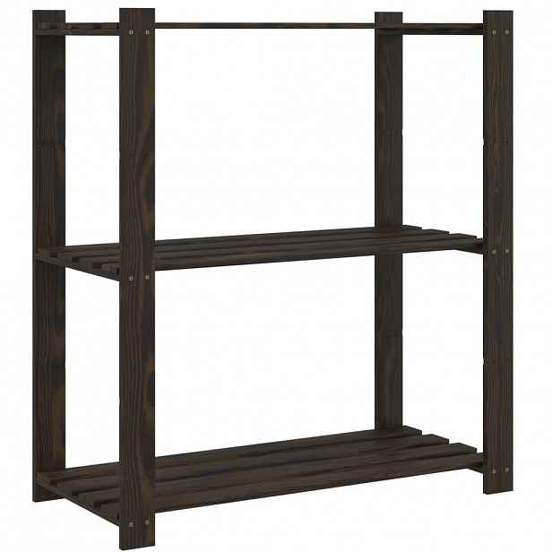 vidaXL 3patrový úložný regál černý 80x38x90 cm masivní borové dřevo