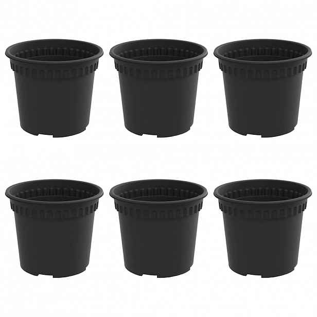 vidaXL Kulatý květináč 6 ks Černá Ø 12,5 x 10 cm Plast