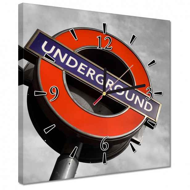 Nástěnné hodiny 30x30 Znak Underground Londýn