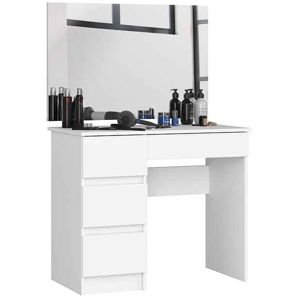 Ak furniture Kosmetický stolek se zrcadlem T-6 I 90x50 cm bílý levý