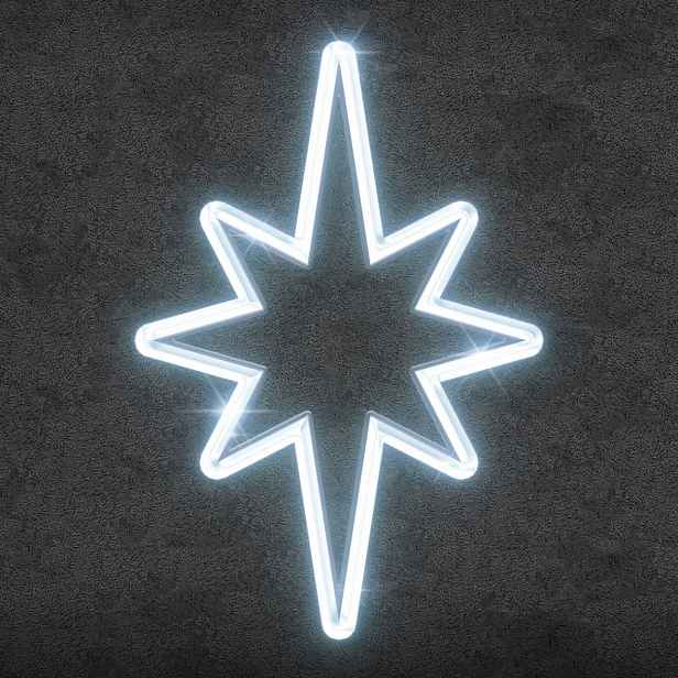 Easy Fix 2D LED světelná hvězda na vrchol stromu, 45 × 70 cm, ledově bílá, 3D tisk