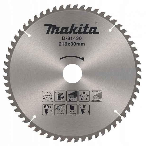 Makita D-81430 univerzální kotouč 216 x 30 mm pro hliník Pvc Mdf